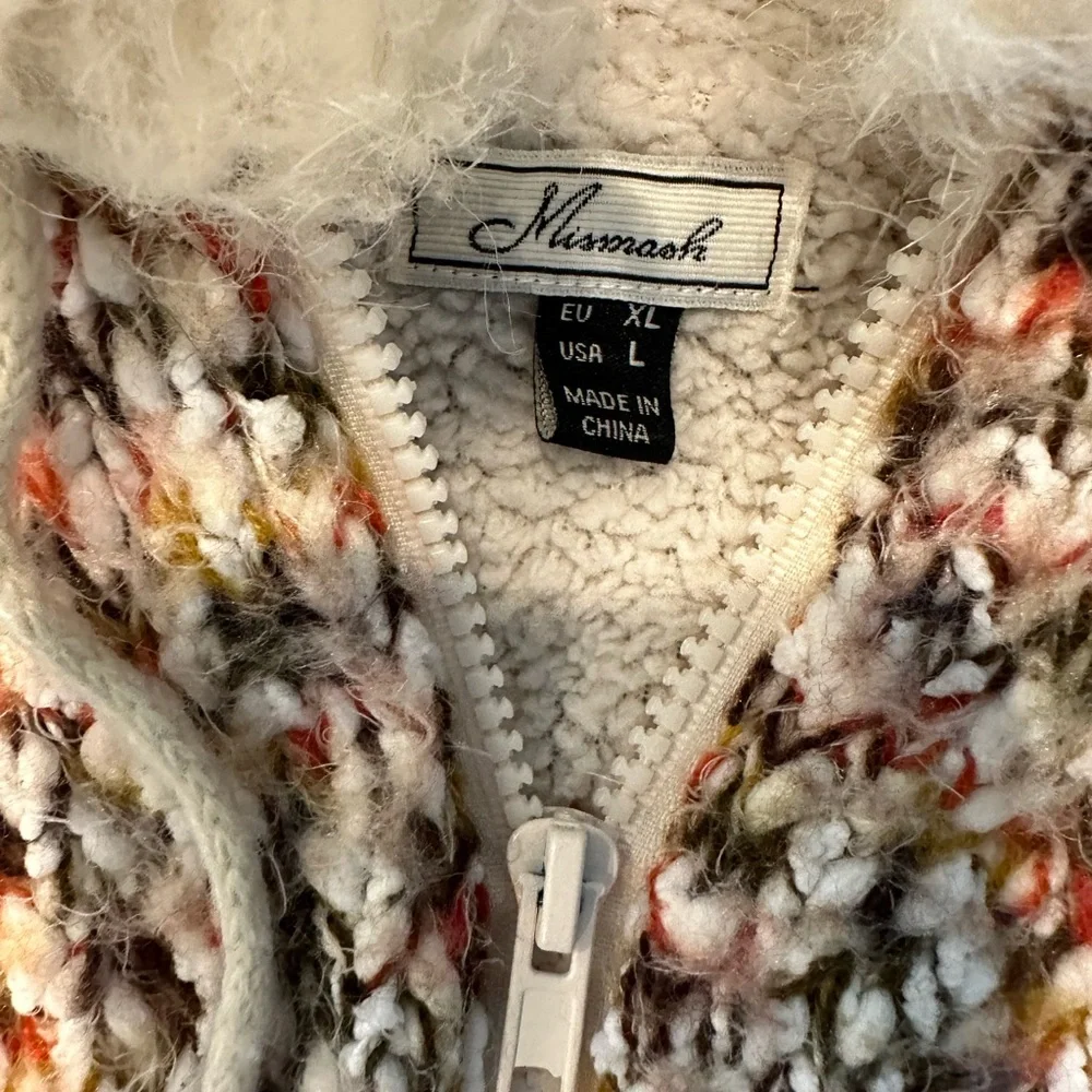 Mismash Multicolored Spain Crochet Mohair Zip Hoodie Lightweight Sweater Jacket